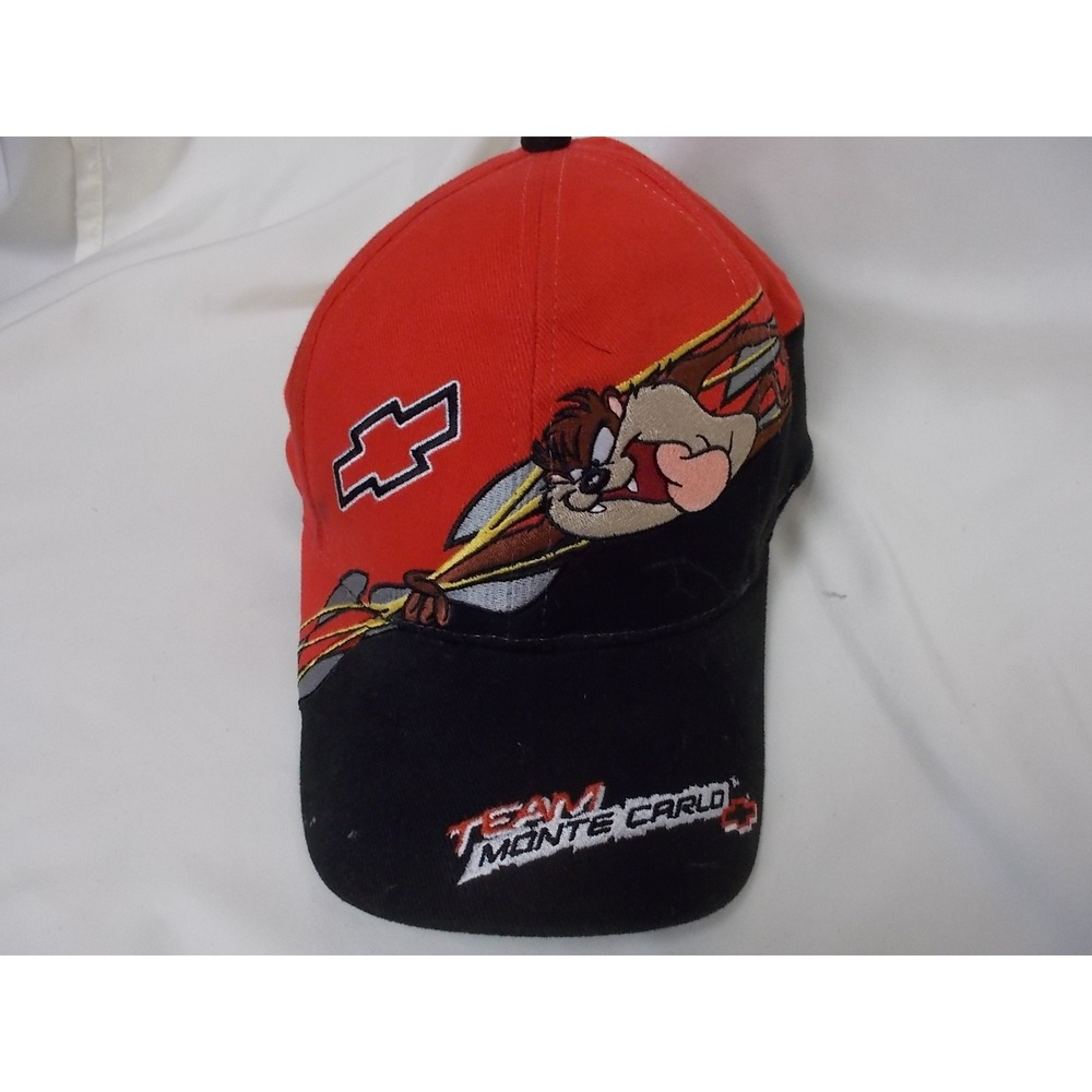 Vintage Team Monte Carlo Taz Hat Chevrolet NASCAR Red Black Cruisin Sport